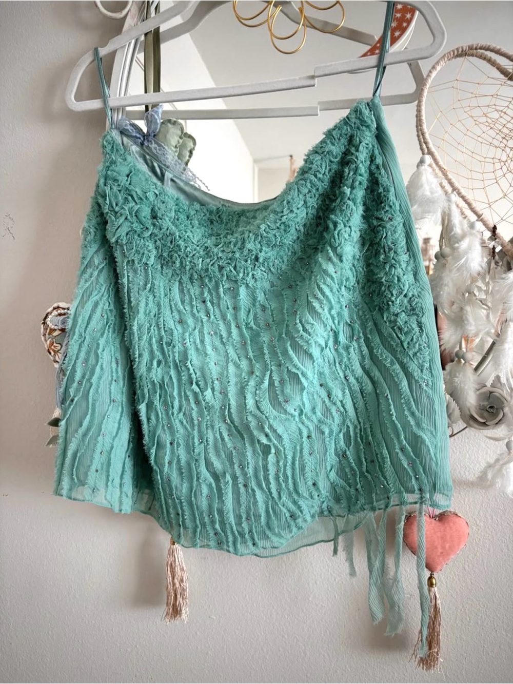 Fairycore dream skirt 🧚 silk beaded mini